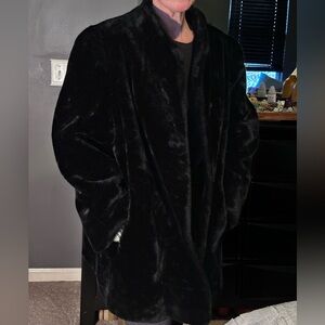 Vintage 80s Sasson Faux Fur Coat Black Mink feel Very soft & luxurious Size XL